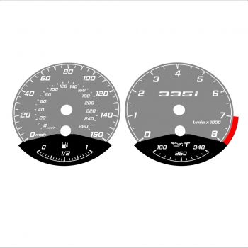 BMW E90 E92 335i 160 MPH+km/h Gray - Black Bottom - 51
