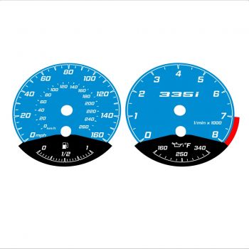 BMW E90 E92 335i 160 MPH+km/h Blue - Black Bottom - 51