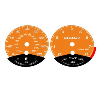 BMW E90 E92 335i 160 MPH+km/h Orange - Black Bottom - 51