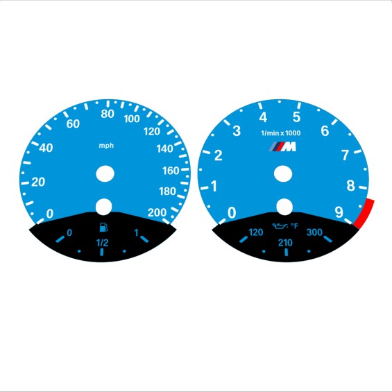 BMW E90 E92 M3 Blue - Black Bottom - 124