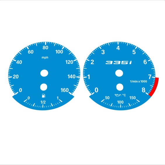 BMW E90 E92 335i 160 MPH Blue - Standard - 115