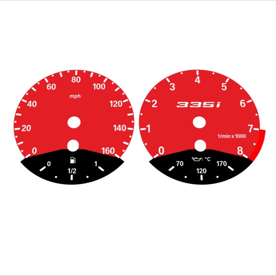 BMW E90 E92 335i 160 MPH Red - Black Bottom - 155