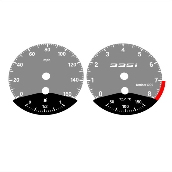 BMW E90 E92 335i 160 MPH Gray - Black Bottom - 115