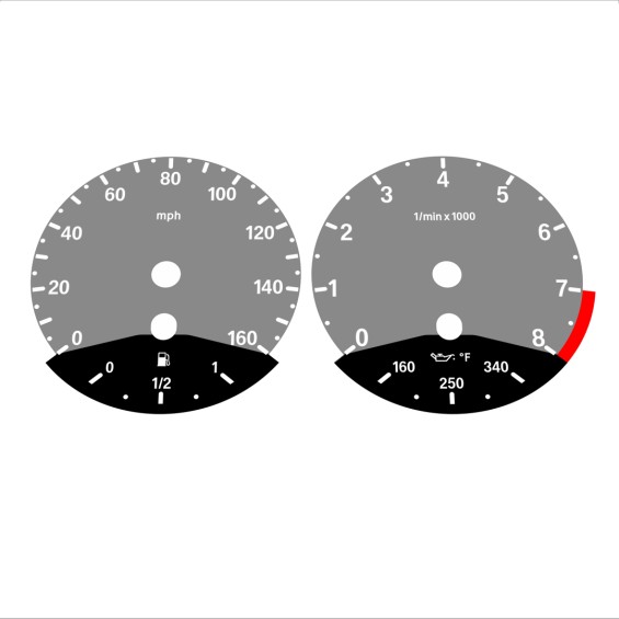 BMW E90 E92 335i 160 MPH Gray - Black Bottom - 129