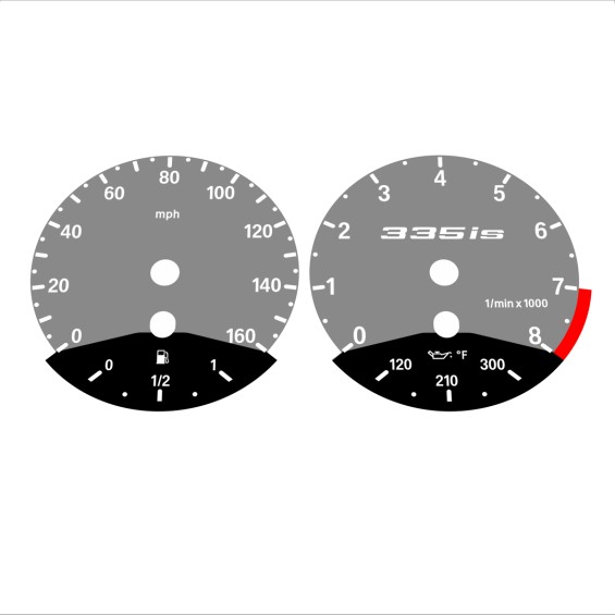 BMW E90 E92 335i 160 MPH Gray - Black Bottom - 140