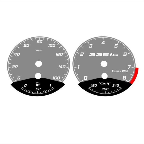 BMW E90 E92 335i 160 MPH Gray - Black Bottom - 164