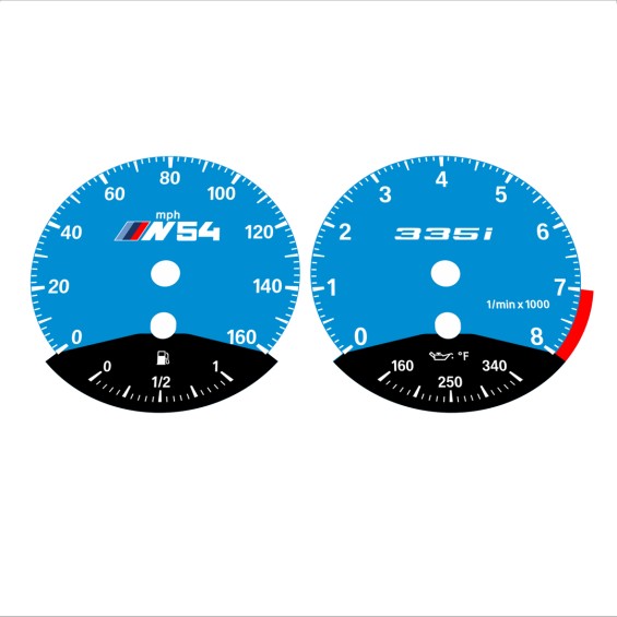 BMW E90 E92 335i 160 MPH Blue - Black Bottom - 102