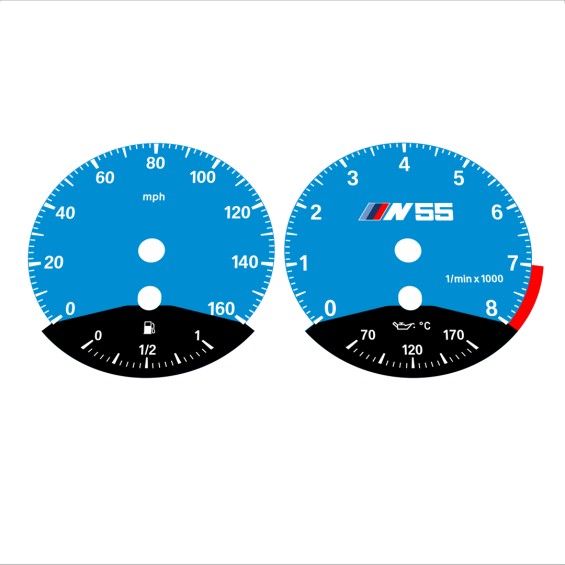 BMW E90 E92 335i 160 MPH Blue - Black Bottom - 127