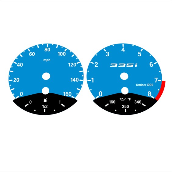 BMW E90 E92 335i 160 MPH Blue - Black Bottom - 131