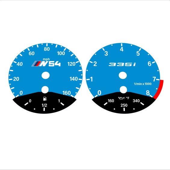 BMW E90 E92 335i 160 MPH Blue - Black Bottom - 134