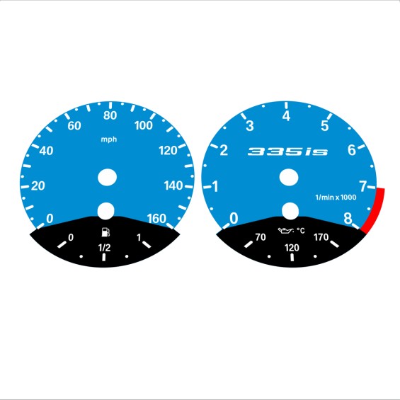 BMW E90 E92 335i 160 MPH Blue - Black Bottom - 156