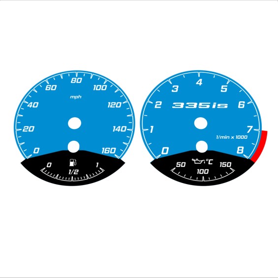 BMW E90 E92 335i 160 MPH Blue - Black Bottom - 180