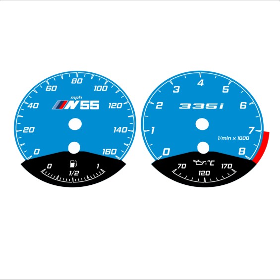 BMW E90 E92 335i 160 MPH Blue - Black Bottom - 192