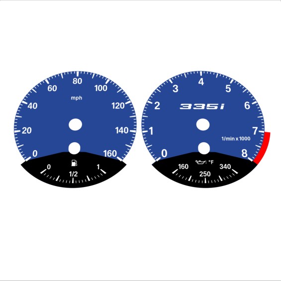 BMW E90 E92 335i 160 MPH Dark Blue - Black Bottom - 99