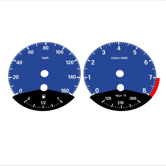 BMW E90 E92 335i 160 MPH Dark Blue - Black Bottom - 105