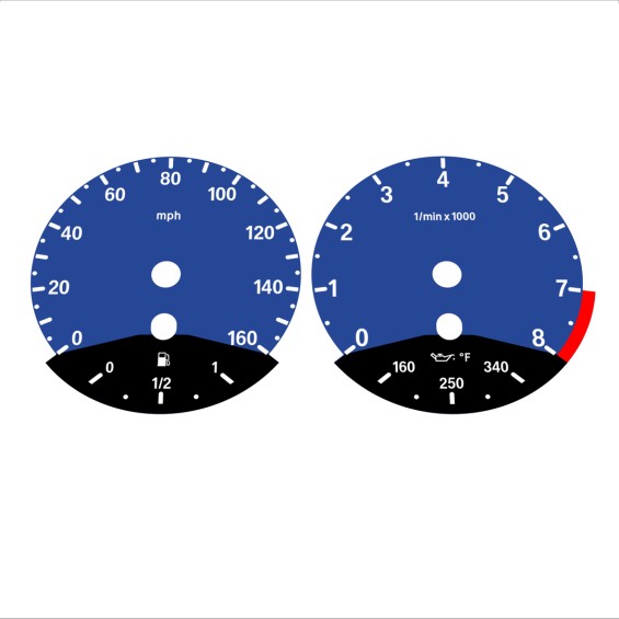 BMW E90 E92 335i 160 MPH Dark Blue - Black Bottom - 129