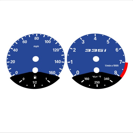 BMW E90 E92 335i 160 MPH Dark Blue - Black Bottom - 131