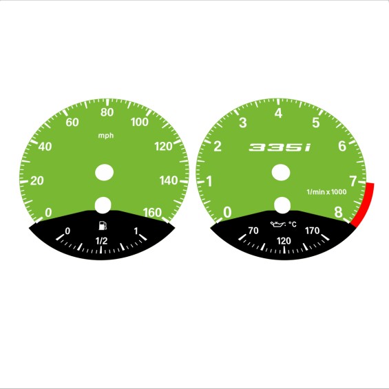 BMW E90 E92 335i 160 MPH Green - Black Bottom - 123