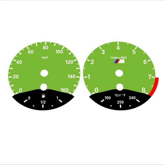 BMW E90 E92 335i 160 MPH Green - Black Bottom - 130