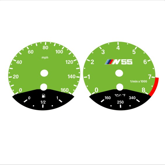 BMW E90 E92 335i 160 MPH Green - Black Bottom - 135