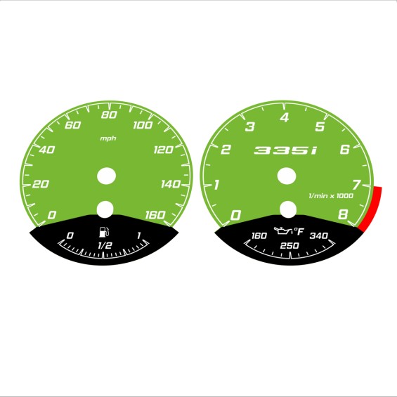 BMW E90 E92 335i 160 MPH Green - Black Bottom - 163