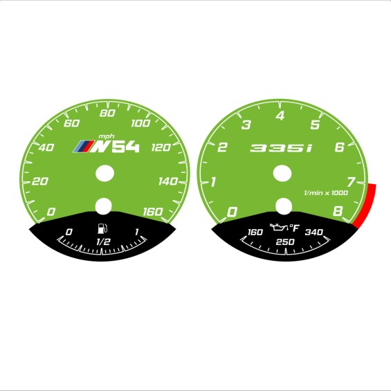 BMW E90 E92 335i 160 MPH Green - Black Bottom - 166