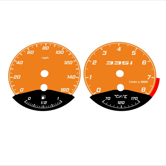 BMW E90 E92 335i 160 MPH Orange - Black Bottom - 187