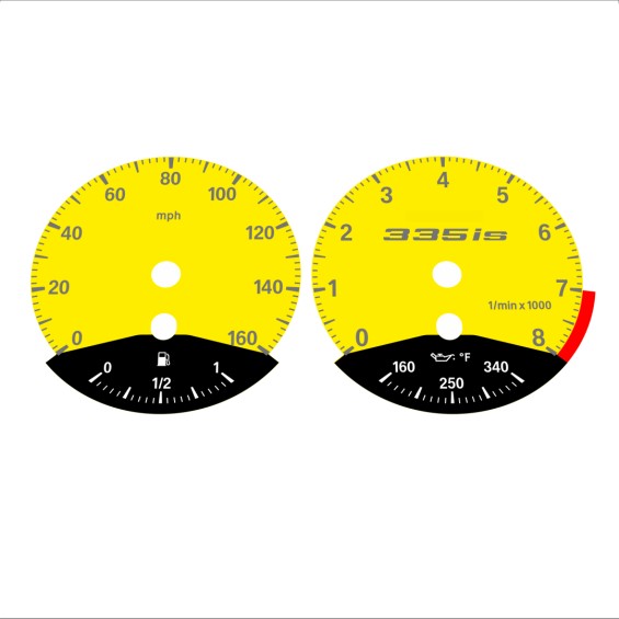 BMW E90 E92 335i 160 MPH Yellow - Black Bottom - 100