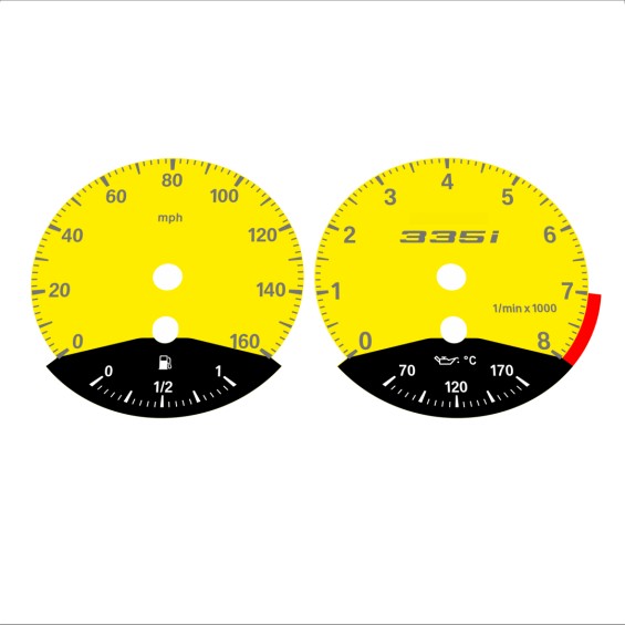 BMW E90 E92 335i 160 MPH Yellow - Black Bottom - 123