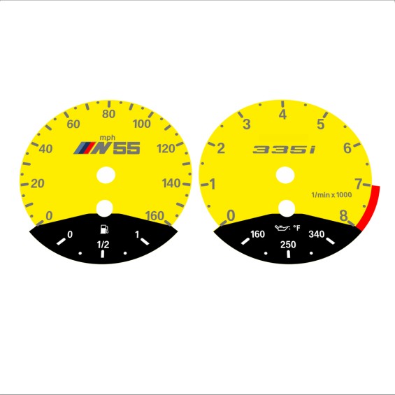 BMW E90 E92 335i 160 MPH Yellow - Black Bottom - 136