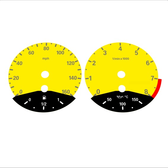 BMW E90 E92 335i 160 MPH Yellow - Black Bottom - 145