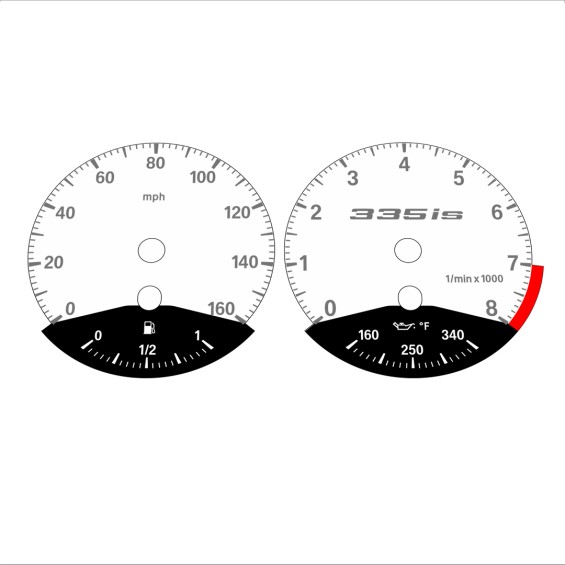 BMW E90 E92 335i 160 MPH White - Black Bottom - 100