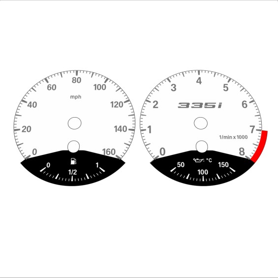 BMW E90 E92 335i 160 MPH White - Black Bottom - 115