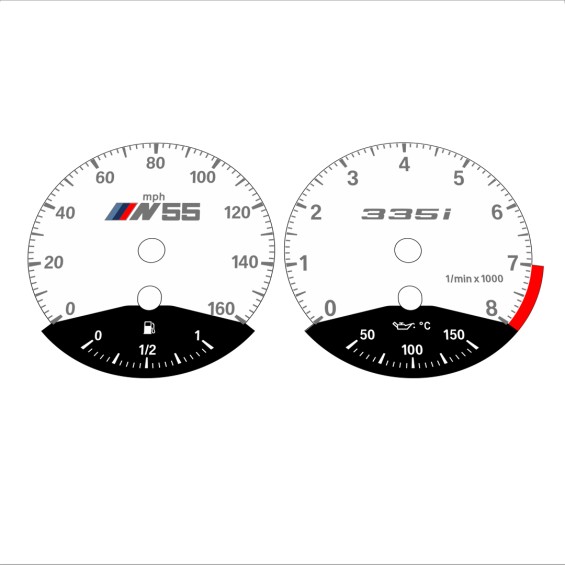 BMW E90 E92 335i 160 MPH White - Black Bottom - 120
