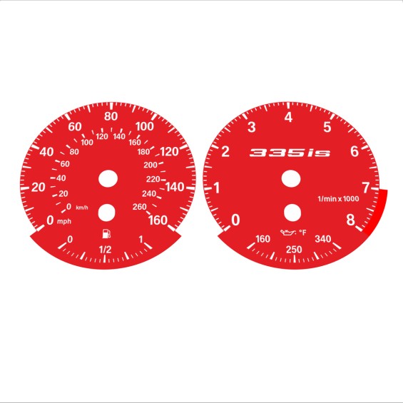 BMW E90 E92 335i 160 MPH+km/h Red - Standard - 76
