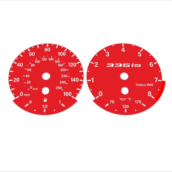 BMW E90 E92 335i 160 MPH+km/h Red - Standard - 118