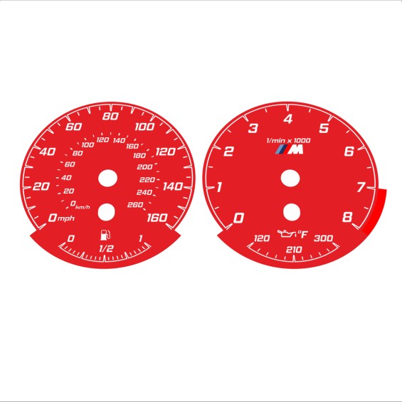 BMW E90 E92 335i 160 MPH+km/h Red - Standard - 128
