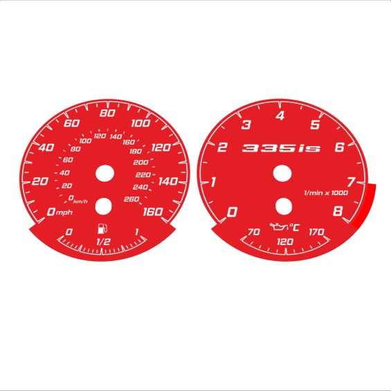 BMW E90 E92 335i 160 MPH+km/h Red - Standard - 142