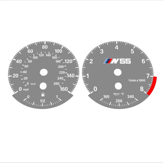BMW E90 E92 335i 160 MPH+km/h Gray - Standard - 78