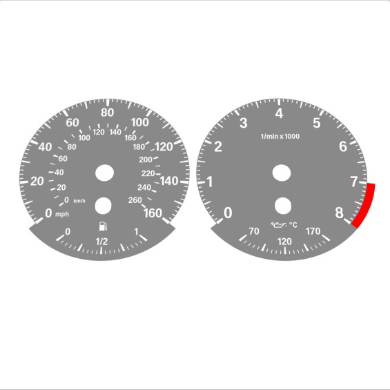 BMW E90 E92 335i 160 MPH+km/h Gray - Standard - 91