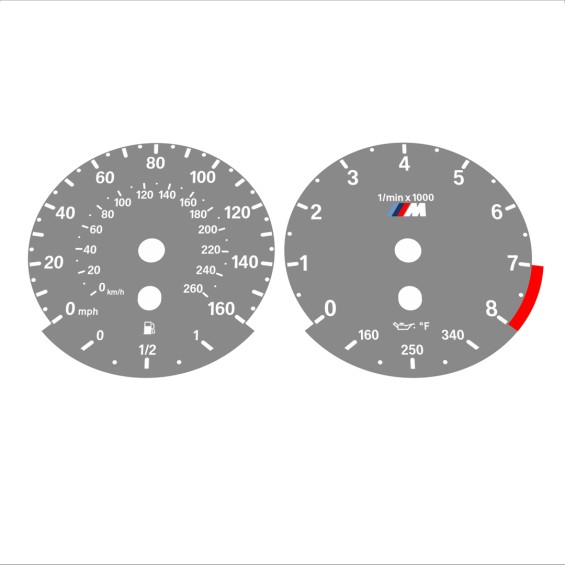 BMW E90 E92 335i 160 MPH+km/h Gray - Standard - 98