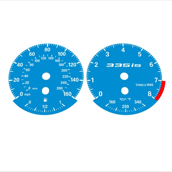 BMW E90 E92 335i 160 MPH+km/h Blue - Standard - 76