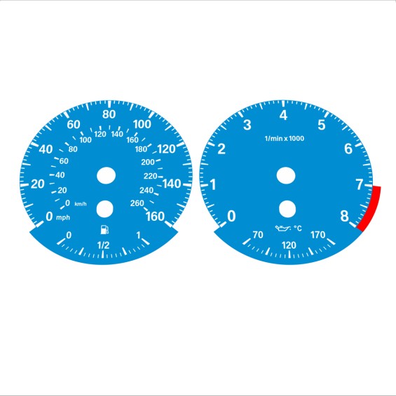 BMW E90 E92 335i 160 MPH+km/h Blue - Standard - 91