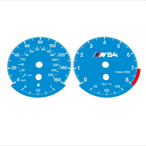 BMW E90 E92 335i 160 MPH+km/h Blue - Standard - 95