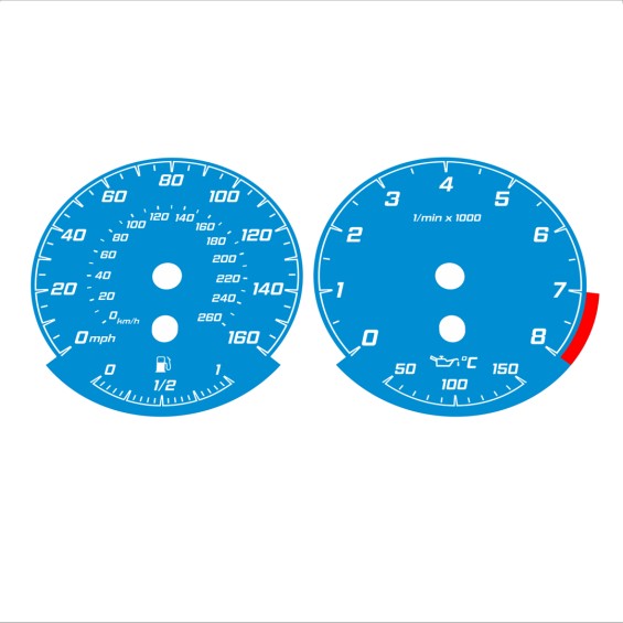 BMW E90 E92 335i 160 MPH+km/h Blue - Standard - 133