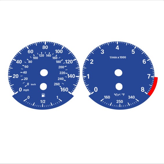 BMW E90 E92 335i 160 MPH+km/h Dark Blue - Standard - 73
