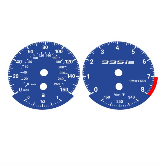 BMW E90 E92 335i 160 MPH+km/h Dark Blue - Standard - 76