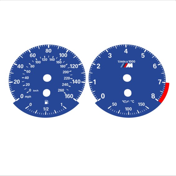 BMW E90 E92 335i 160 MPH+km/h Dark Blue - Standard - 86