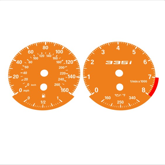 BMW E90 E92 335i 160 MPH+km/h Orange - Standard - 75