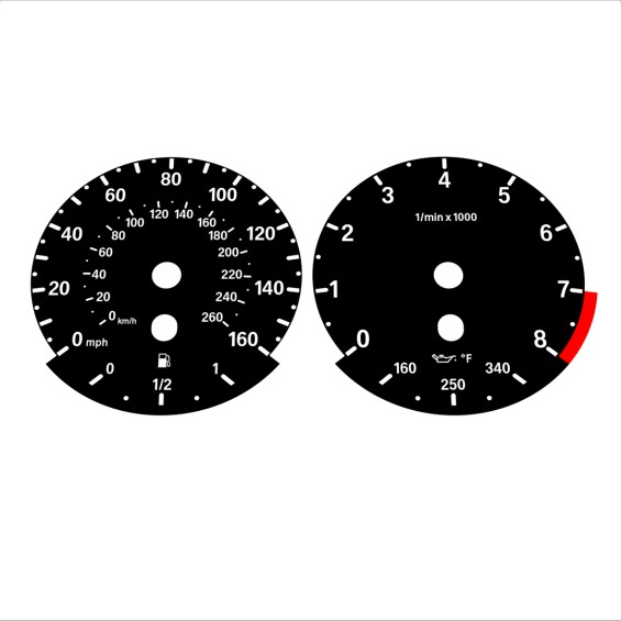 BMW E90 E92 335i 160 MPH+km/h Black - Standard - 97